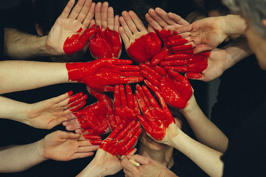 hands with painted heart