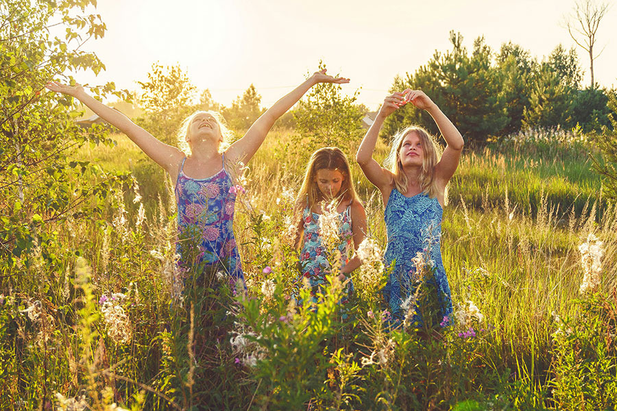 kids playing in a field